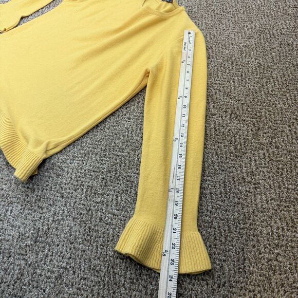 J.McLaughlin Women's 100% Cashmere Mustard Yellow Sweater Womens Large Flutter - Picture 7 of 11
